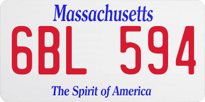 MA license plate 6BL594