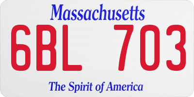 MA license plate 6BL703