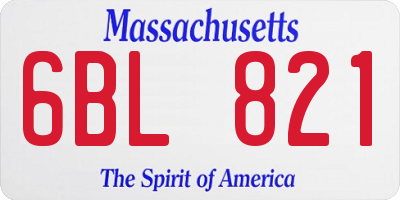 MA license plate 6BL821