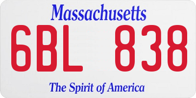 MA license plate 6BL838