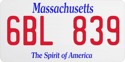 MA license plate 6BL839