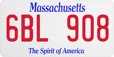MA license plate 6BL908