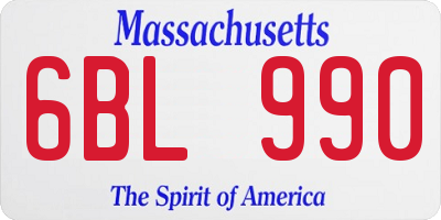MA license plate 6BL990