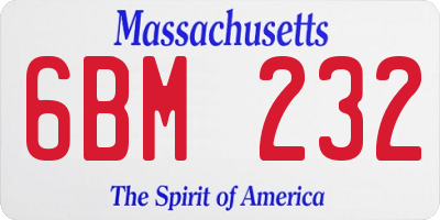 MA license plate 6BM232