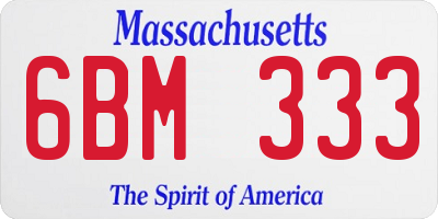 MA license plate 6BM333