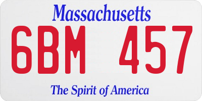 MA license plate 6BM457