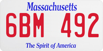 MA license plate 6BM492