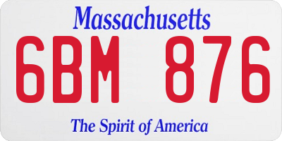 MA license plate 6BM876