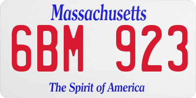MA license plate 6BM923