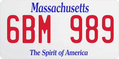 MA license plate 6BM989