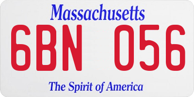 MA license plate 6BN056