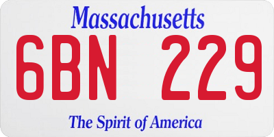 MA license plate 6BN229
