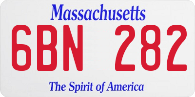 MA license plate 6BN282
