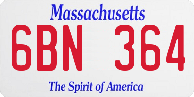 MA license plate 6BN364