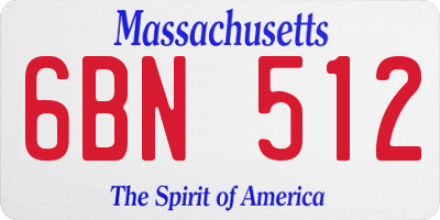 MA license plate 6BN512
