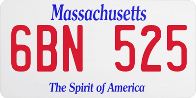 MA license plate 6BN525