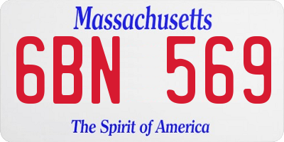 MA license plate 6BN569