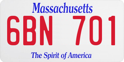 MA license plate 6BN701