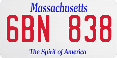 MA license plate 6BN838