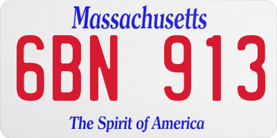 MA license plate 6BN913