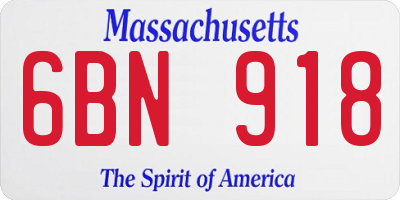 MA license plate 6BN918