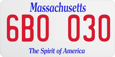 MA license plate 6BO030