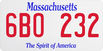 MA license plate 6BO232