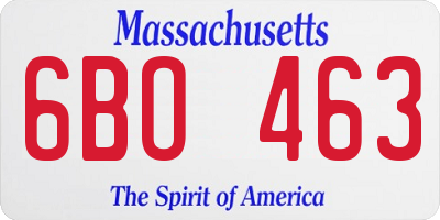 MA license plate 6BO463