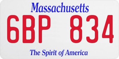 MA license plate 6BP834