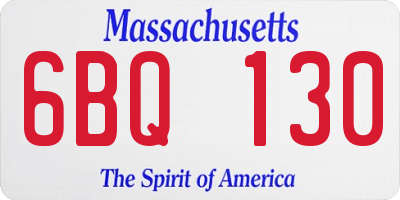 MA license plate 6BQ130