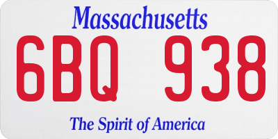 MA license plate 6BQ938