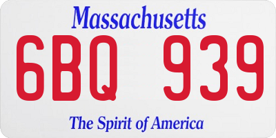 MA license plate 6BQ939