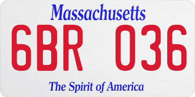 MA license plate 6BR036