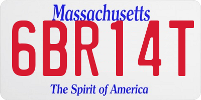 MA license plate 6BR14T