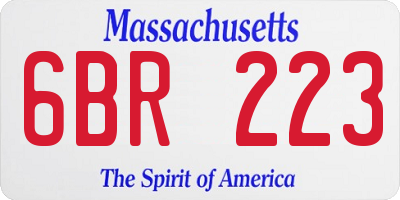 MA license plate 6BR223