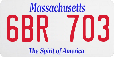 MA license plate 6BR703