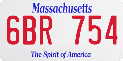 MA license plate 6BR754