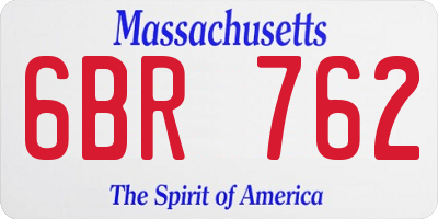 MA license plate 6BR762