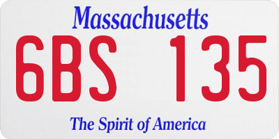 MA license plate 6BS135