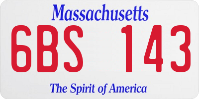 MA license plate 6BS143