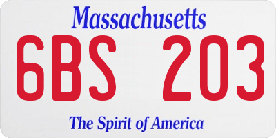 MA license plate 6BS203