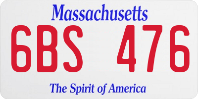MA license plate 6BS476