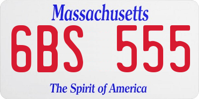 MA license plate 6BS555