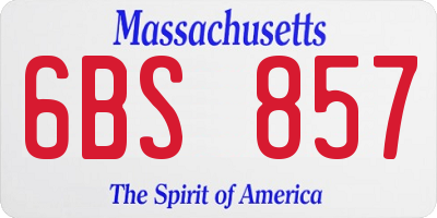 MA license plate 6BS857