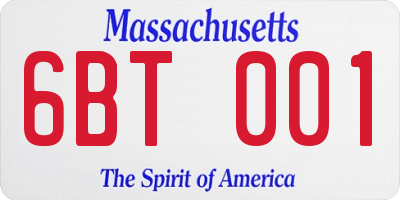 MA license plate 6BT001