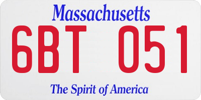 MA license plate 6BT051