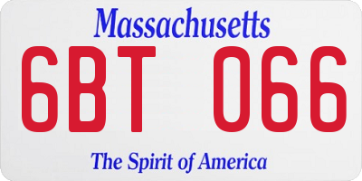 MA license plate 6BT066