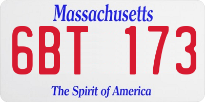 MA license plate 6BT173