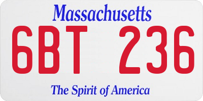 MA license plate 6BT236