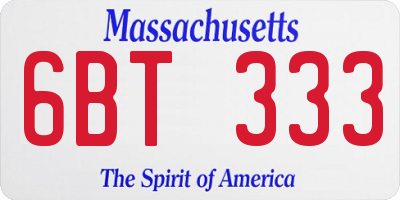 MA license plate 6BT333